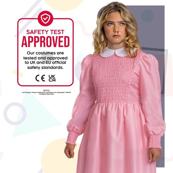 Disguise Eleven Pink Dress Costume Kids Official Stranger Things Costume Sz L - Picture 4 of 6